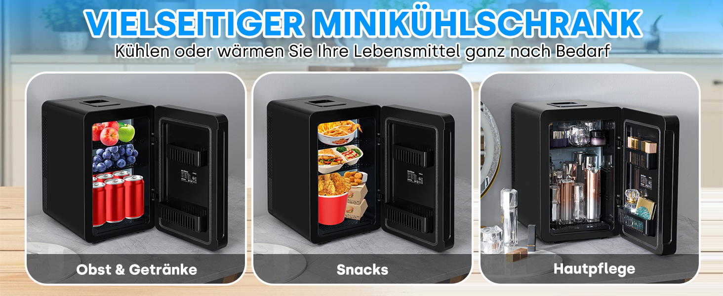 Міні-холодильник Enventor 15 літрів: для косметики, ігор, авто. Нагрів/Охолодження, тихий, портативний, чорний