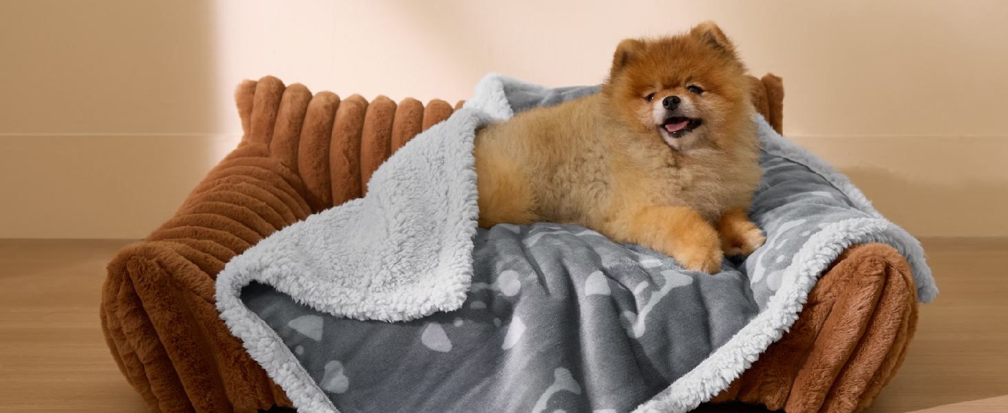 Водонепроникний коврик для собак BEDSURE великих порід - 127x102 см, миючий, з Sherpa Fleece, для захисту дивану, коврик для котів, сірий