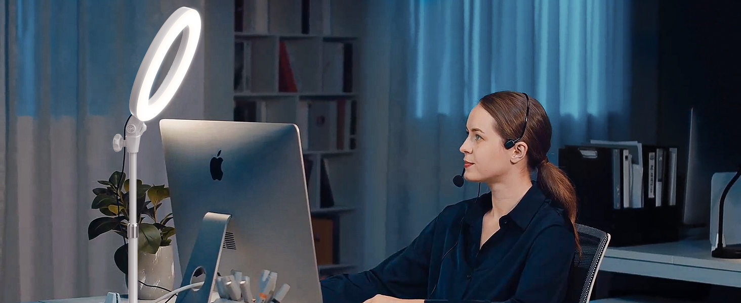 Кільцеве світло Evershop 10.5” з триподом для телефону, ноутбука, відеоконференцій, YouTube, TikTok, LED, 3 кольори + 10 рівнів яскравості, 360° обертання