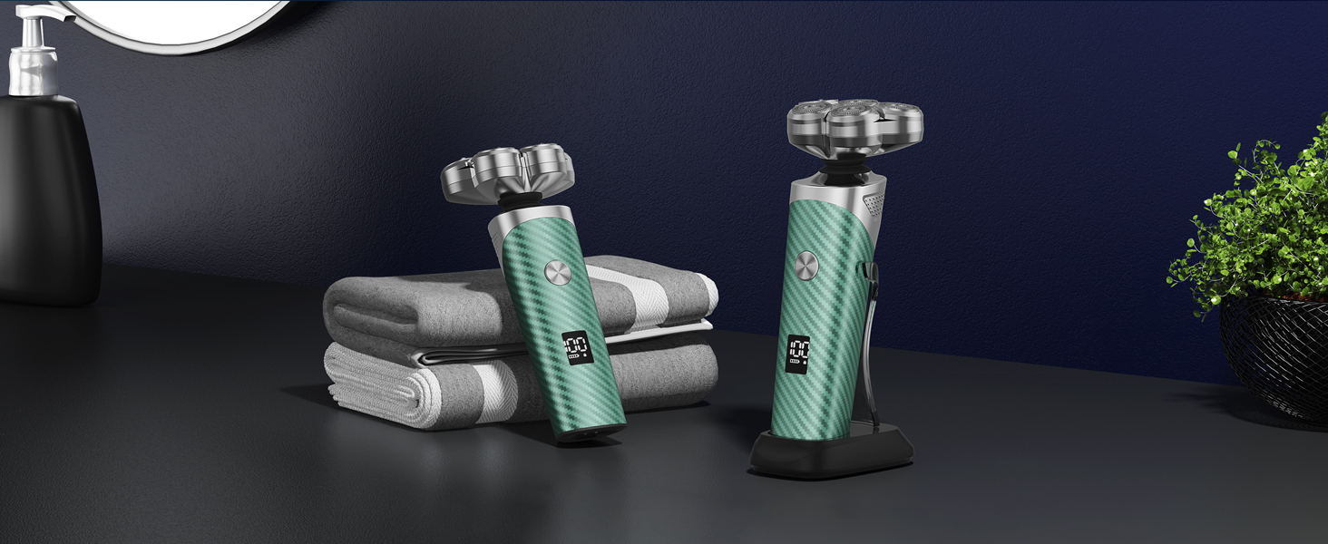 Електричний чоловічий верстат для гоління VOYOR TX500 (зелений) - 5D, мокрий/сухий, USB, LED дисплей, 150 хв роботи