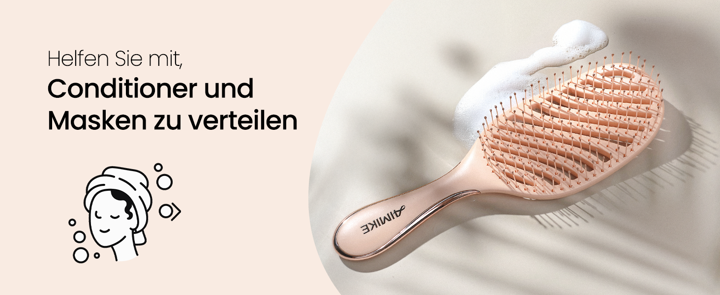 AIMIKE Рожева щітка для розплутування волосся Luxe Entwirrbürste - безболісна, з вентиляцією та ультрам'якими щетинками FlexGlide, для жінок, дівчаток та дітей
