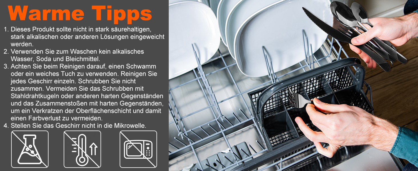 Набір столових приборів FANTICDE на 4 особи, 20 предметів, нержавіюча сталь, чорний матовий, з ножем, виделкою, ложкою, преміум-якість, для посудомийної машини