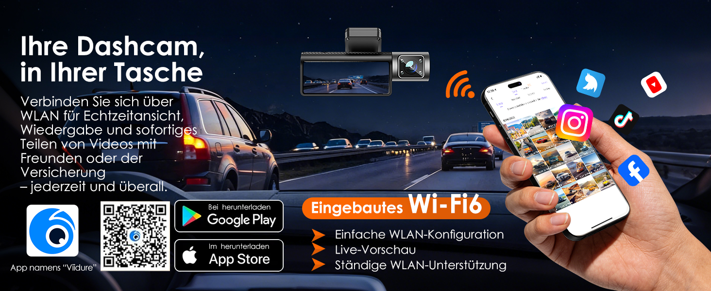 Відеореєстратор iZEEKER 3-канальний 4K з картою 32GB: передній, задній, внутрішній, WiFi 6, нічна зйомка