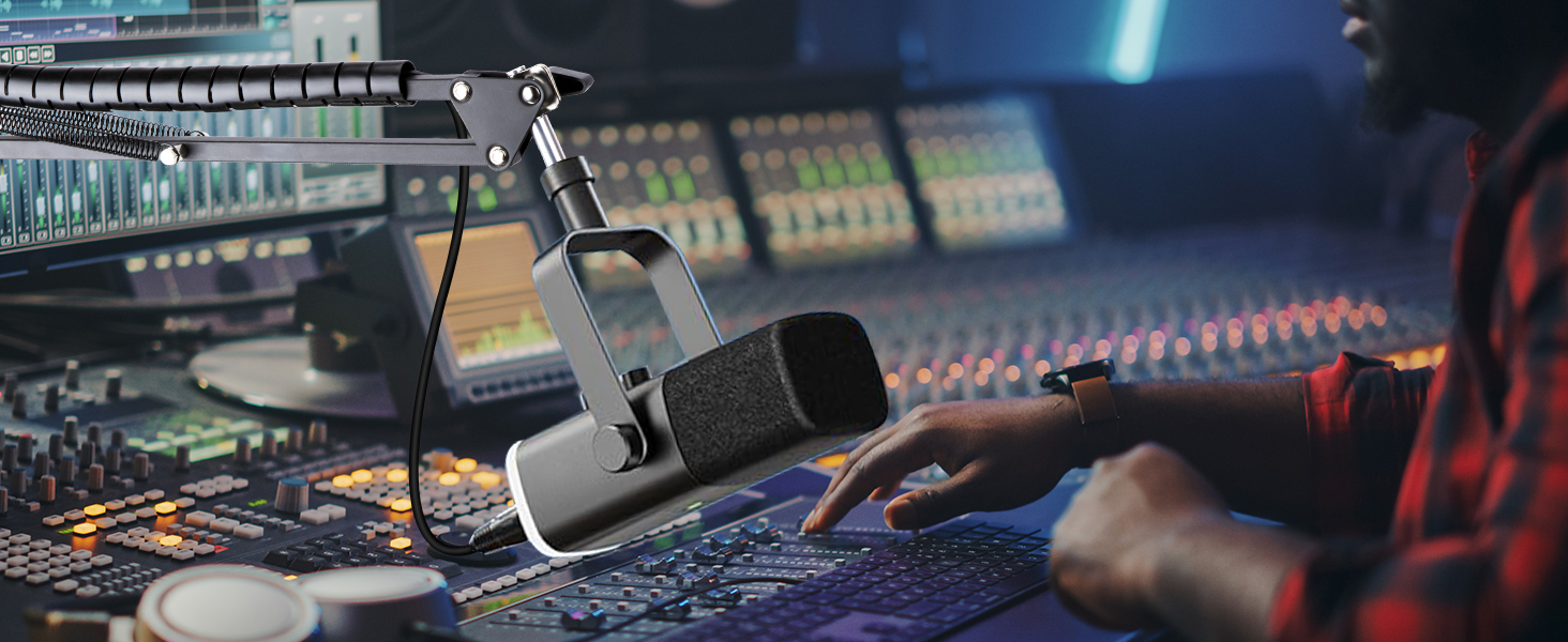 Кріплення для мікрофону FIFINE AM8 - регульована підставка для мікрофону з кабелеутримувачами, сумісна з FIFINE Recording XLR/USB мікрофонами