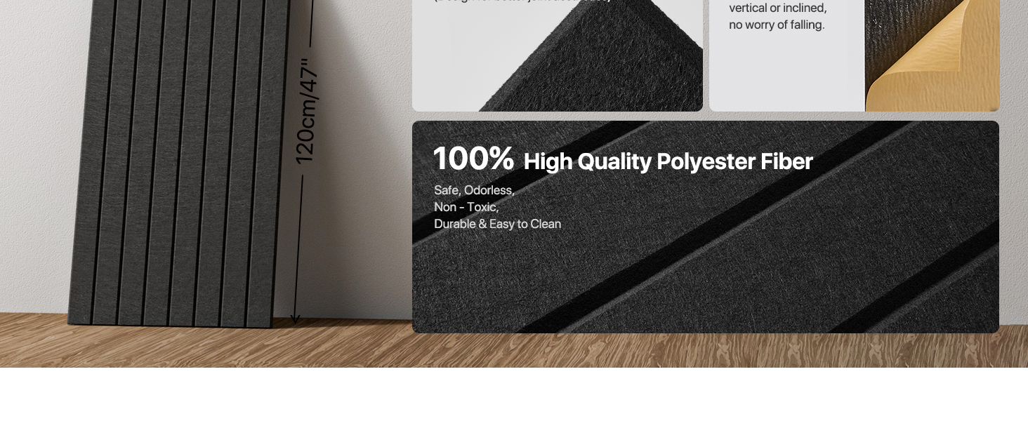 Акустичні панелі Soundsbay самоклейні для звукоізоляції та декору стін, 120×60×0.9 см, чорні (3 шт, 2.16 м²)