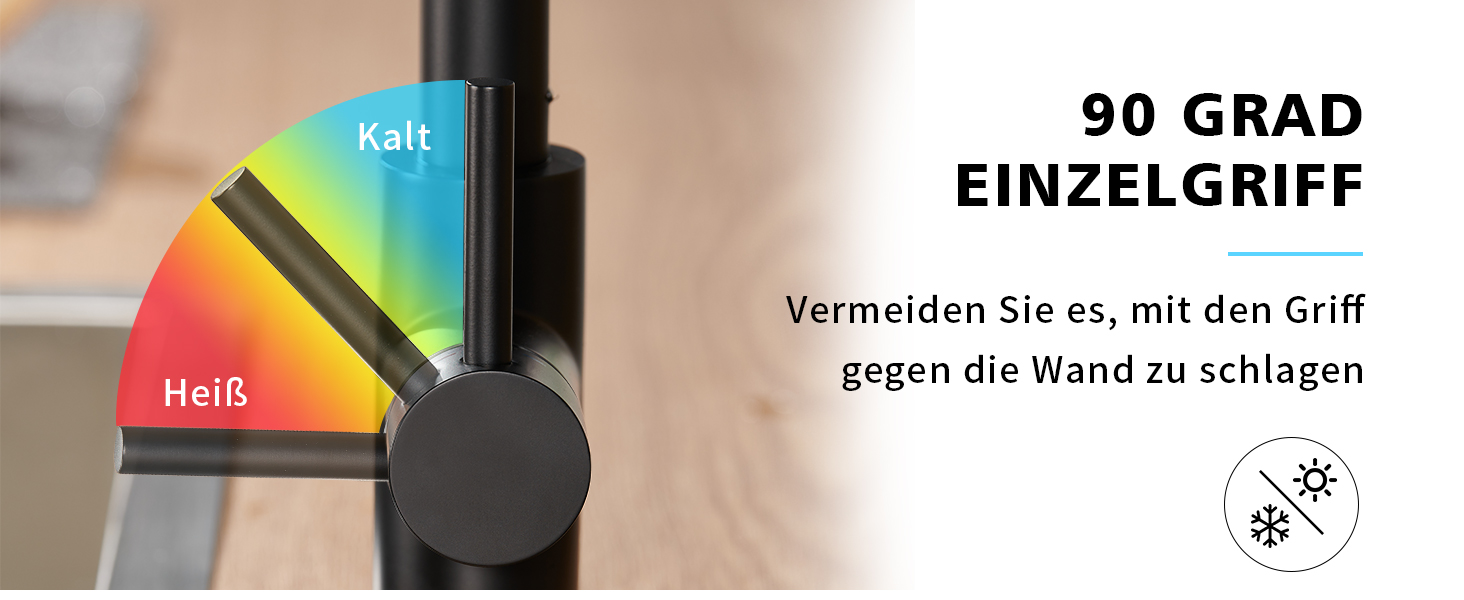 Кухонний змішувач CREA з висувною лійкою, 360° обертання, 3-х режимний, матовий чорний