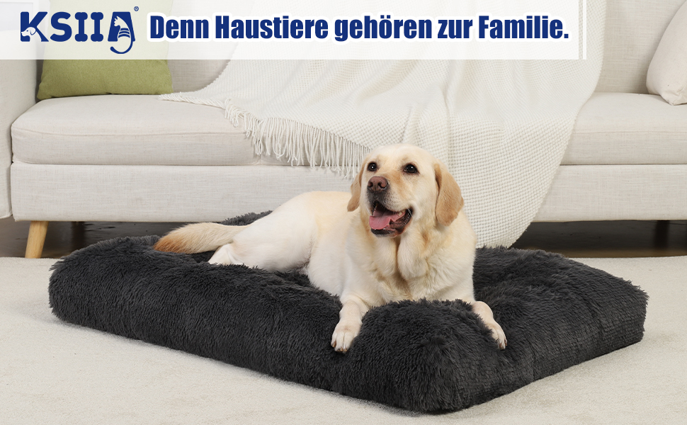 Килимок для собак великих та середніх порід KSIIA, 90x60 см, з неслизьким дном, дихаючий, сірий, 111x81x9 см