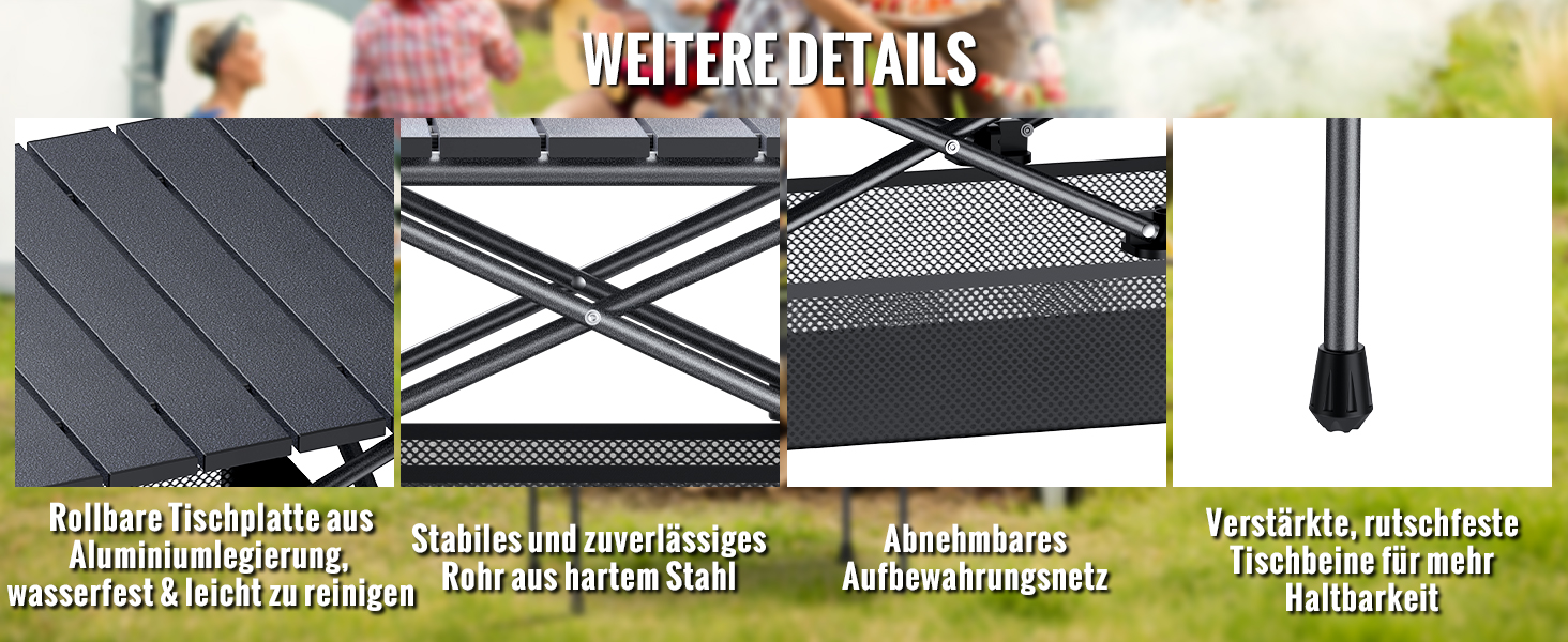 Зручний складаний туристичний стіл Garllen для пікніка та відпочинку на природі, 82x40 см, 2 рівня висоти (44/70 см), сталевий, з сумкою