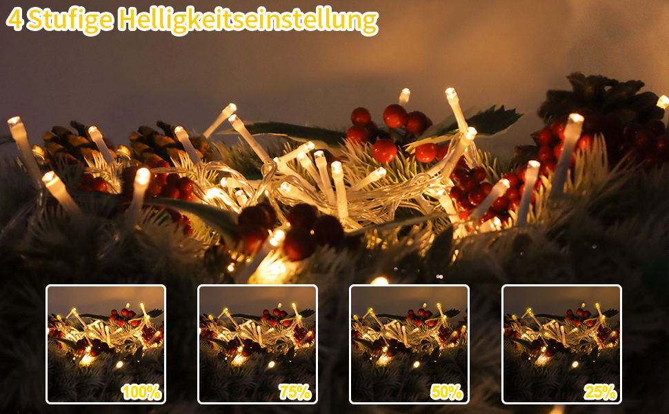 Льод-гірлянда LED 200 LED на батарейках: тепле світло, водонепроникна, з пультом, для декору саду, вечірки, балкона, ялинки