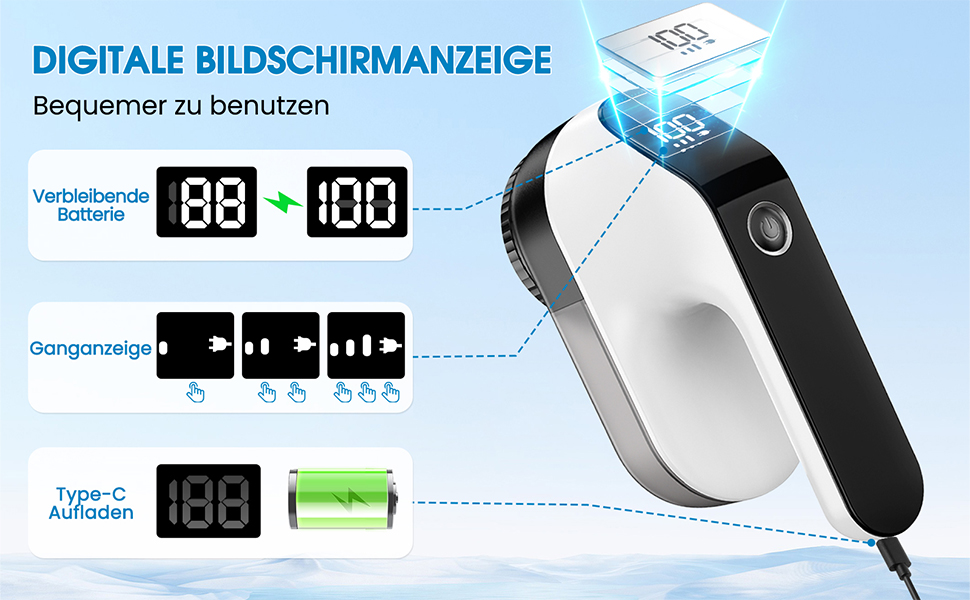 Машинка для видалення катишків NIWOHOM для одягу: 3 швидкості, 6-клинковий ніж, LED-дисплей, для всіх тканин