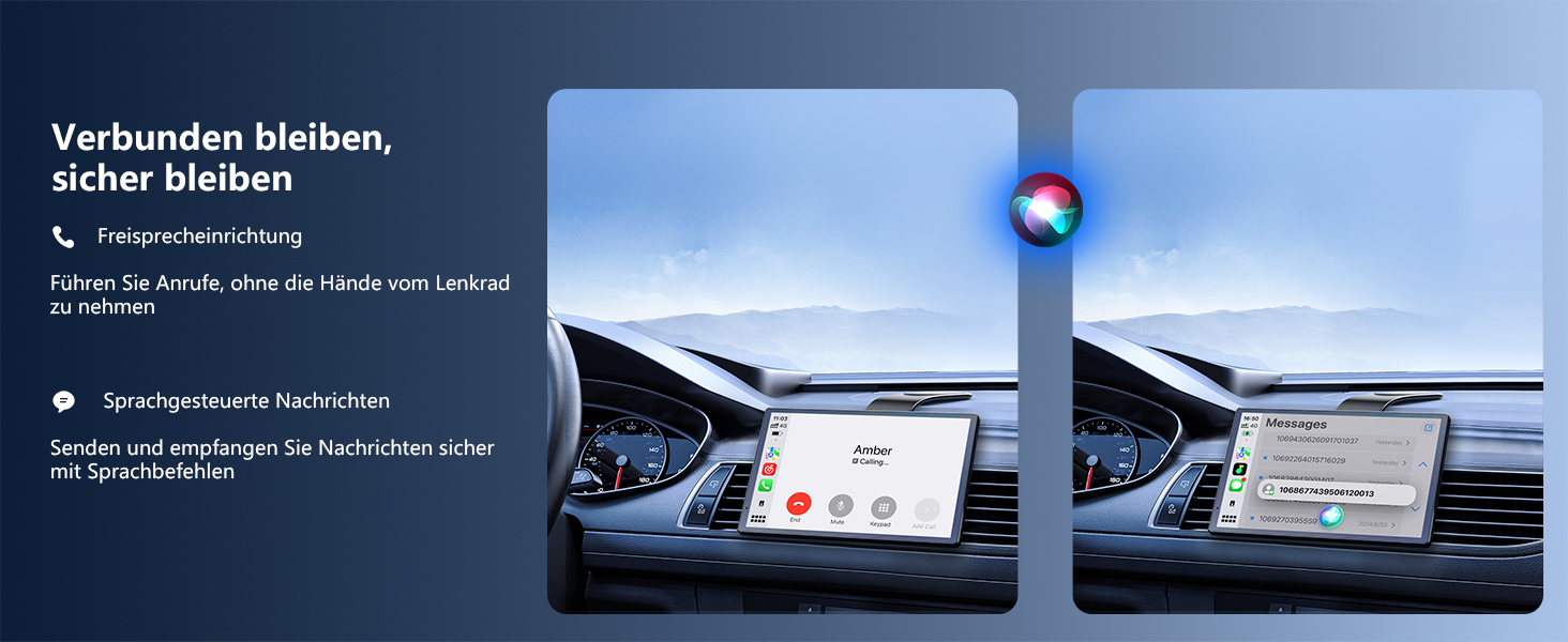 Портативна автомагнітола Krunia 8'' з Apple CarPlay і Android Auto, 1440x900 HD-дисплей, магнітне кріплення, OTA-оновлення, камера заднього виду, Bluetooth, голосове керування, GPS-навігація