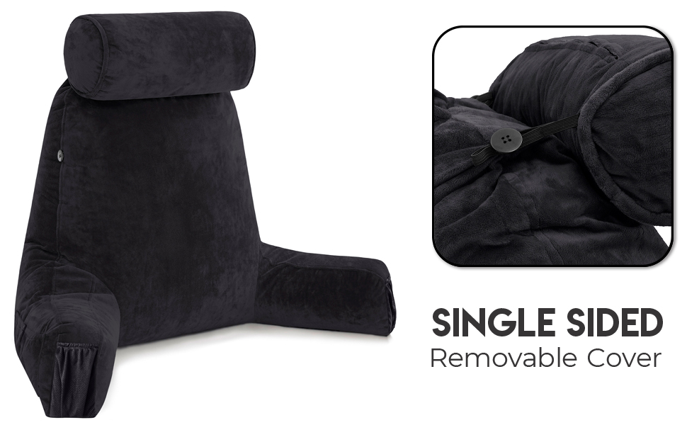 Подушка для чоловіків з підлокітниками - чорна, преміум-якість, з піною з пам'яті, знімний валик для шиї | Black