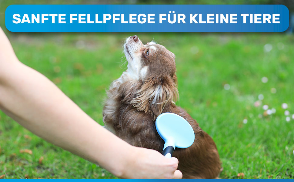 Щітка для собак та котів BluePet для довгої шерсті - видаляє підшерсток, ковтуни та вузли. Версія 2.0 з кнопкою для очищення. Для щоденного використання (Блакитна) (Міні Рожева)