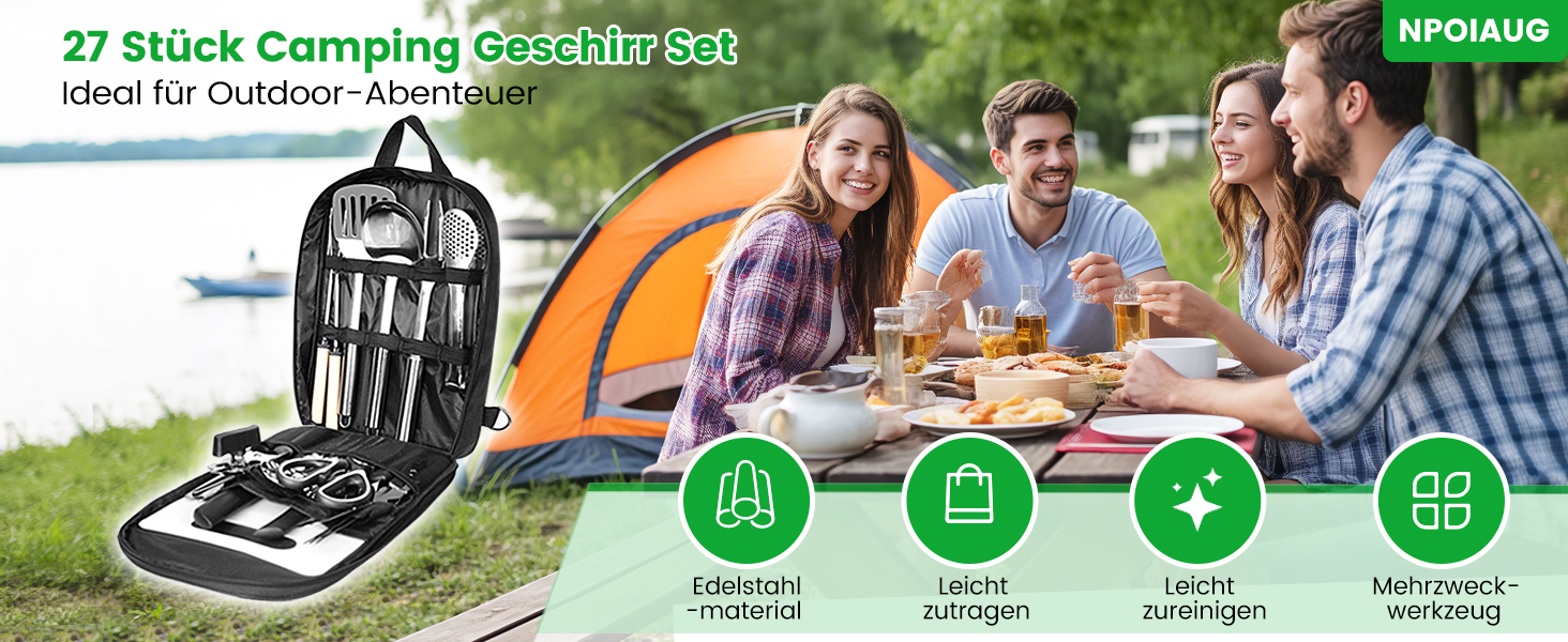 Набір кухонного посуду Berglander 27 предметів: для кемпінгу, пікніків та грилю
