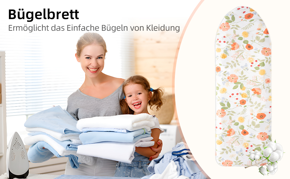 Чохол для гладильної дошки, бавовна 100%, тришаровий, потовщений, 110-125 x 30-42 см, жовтий