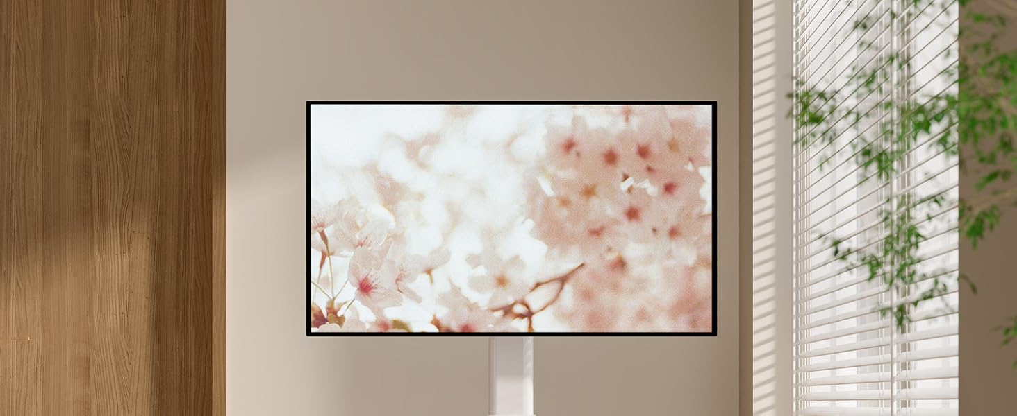 Adjustable Swivel TV Floor Stand for 27-65 Inch Flat & Curved TVs - Universal White TV Stand
