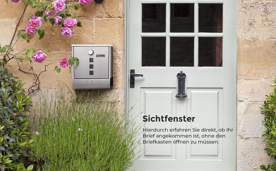 Поштова скринька SONGMICS з замком, оглядовим вікном та відділенням для газет, сіра (GMB20AG) - 10x30.8x33.8 см