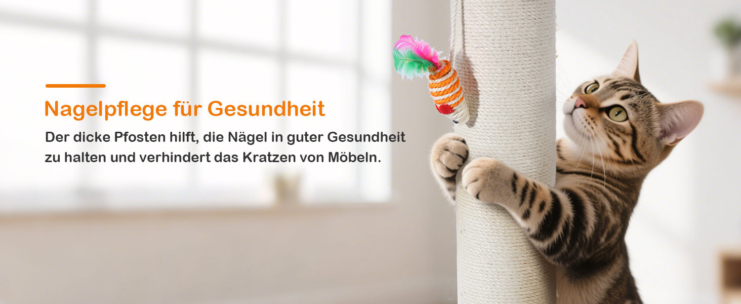 Дряпка для котів Trhillsbrad 81 см з м'ячиком та іграшками, з сизалю, для котів та дорослих котів