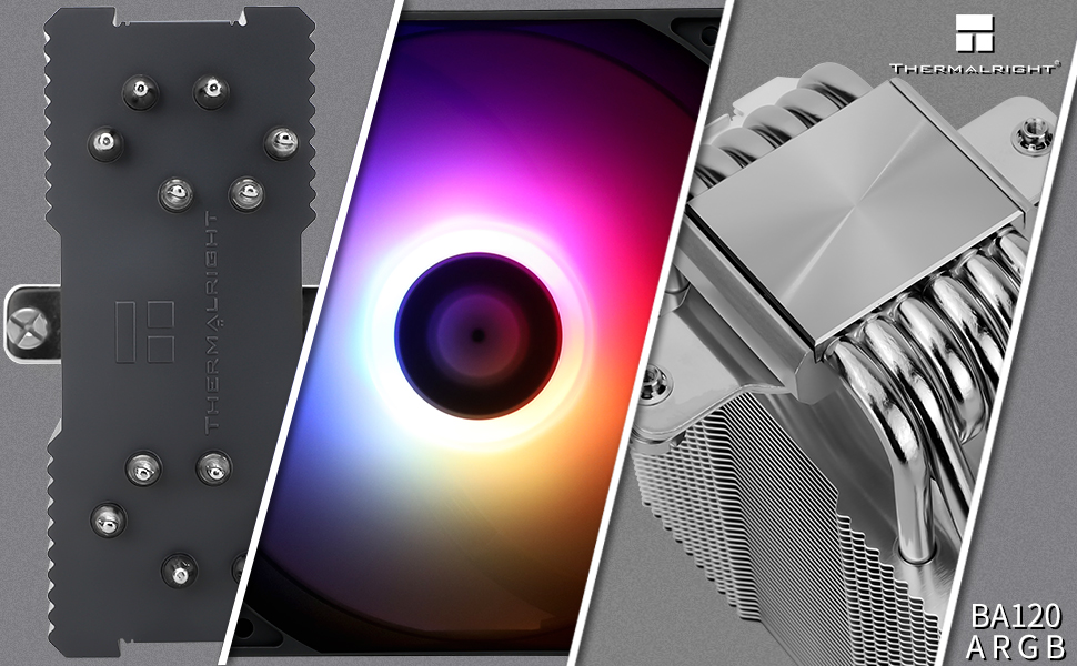 Охолоджувач CPU Thermalright TL-C12C з 6 тепловими трубами та PWM вентилятором, для AMD AM4/AM5/Intel 1700/1150/1151/1155/1200/1851, з підсвічуванням ARGB