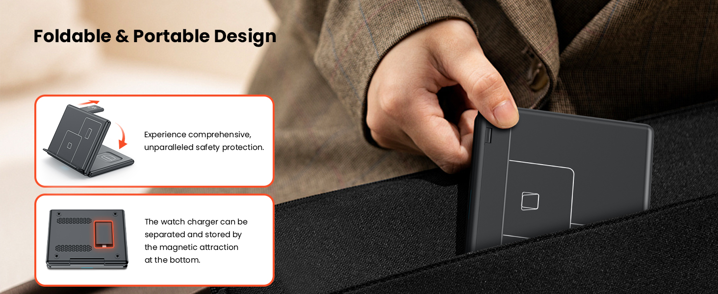 Індукційна зарядка GEEKERA 3-в-1 для Samsung, Fitbit, Galaxy Buds - чорний