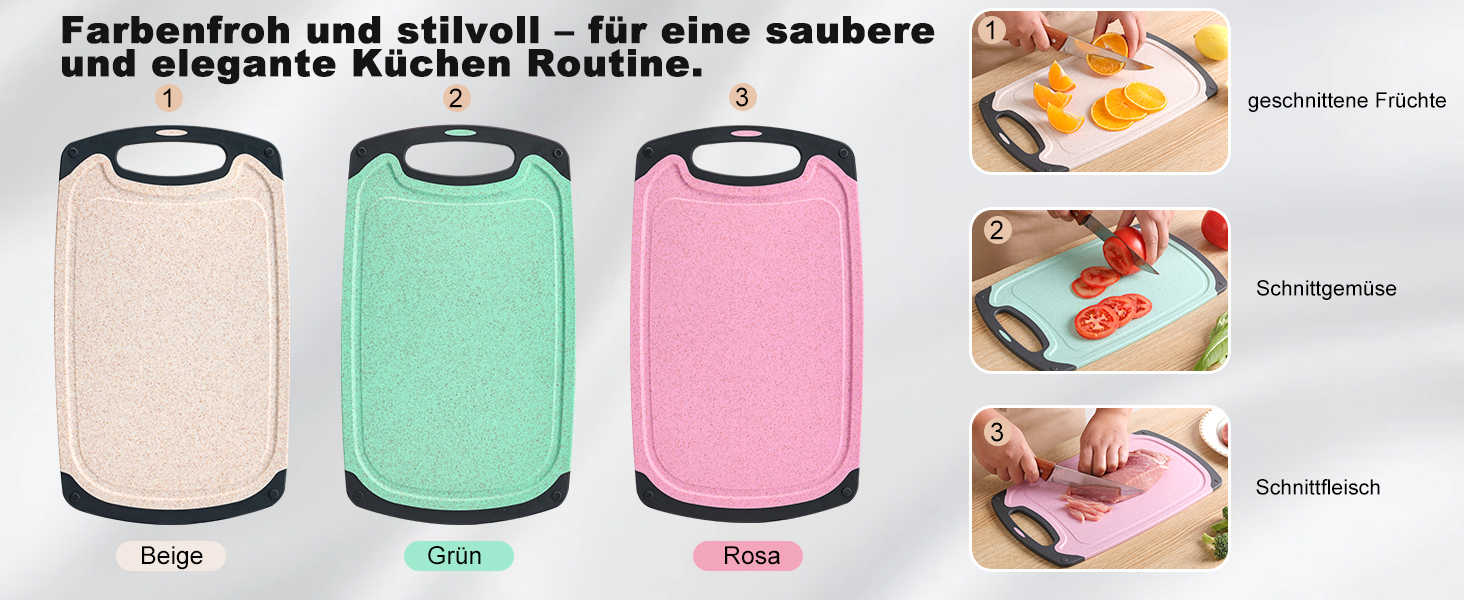 Набір дерев'яних обробних дощок з пшеничного соломи (3 шт.) - безпечні, легкі, з антиковзким покриттям, для кухні