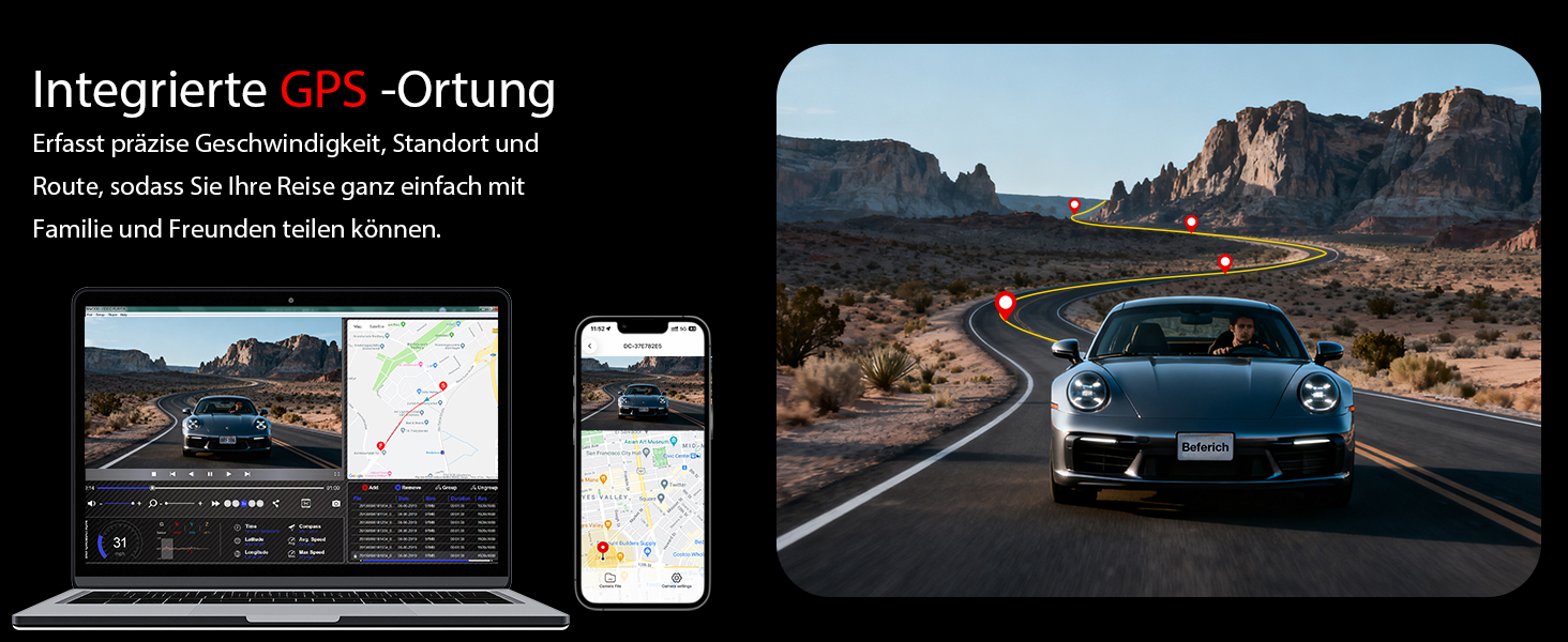 Автомобільний відеореєстратор 4K+2.5K з GPS та 5.8 GHz Wi-Fi, двоканальна камера з IPS-екраном 3.16