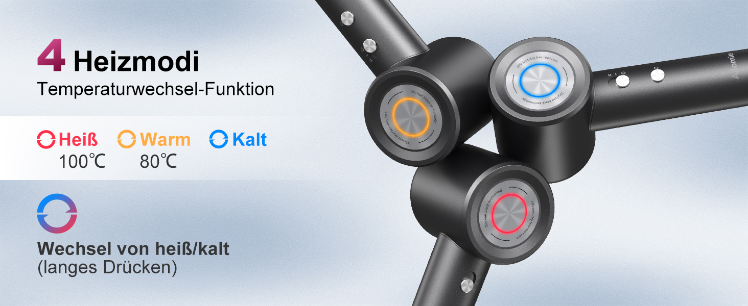 Фен для волосся з іонізацією 200 млн іонів, з насадкою-дифузором, безщітковий двигун 110 000 об/хв, 1600 Вт, 59 дБ, компактний фен для подорожей, 2 роки гарантії