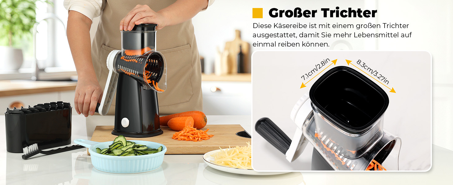 Ручна тертка для овочів та сиру з ручкою, 5 насадок, для нарізки овочів, сиру, горіхів, терка для швидкої нарізки