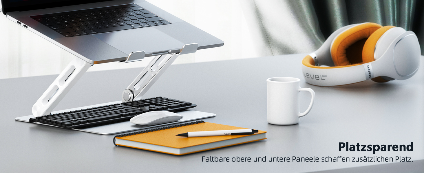 Adjustable Laptop Stand for Desk - 360° Rotating Base, Ergonomic Riser for MacBook Pro/Air, HP, Dell, Lenovo (10-17 inch)