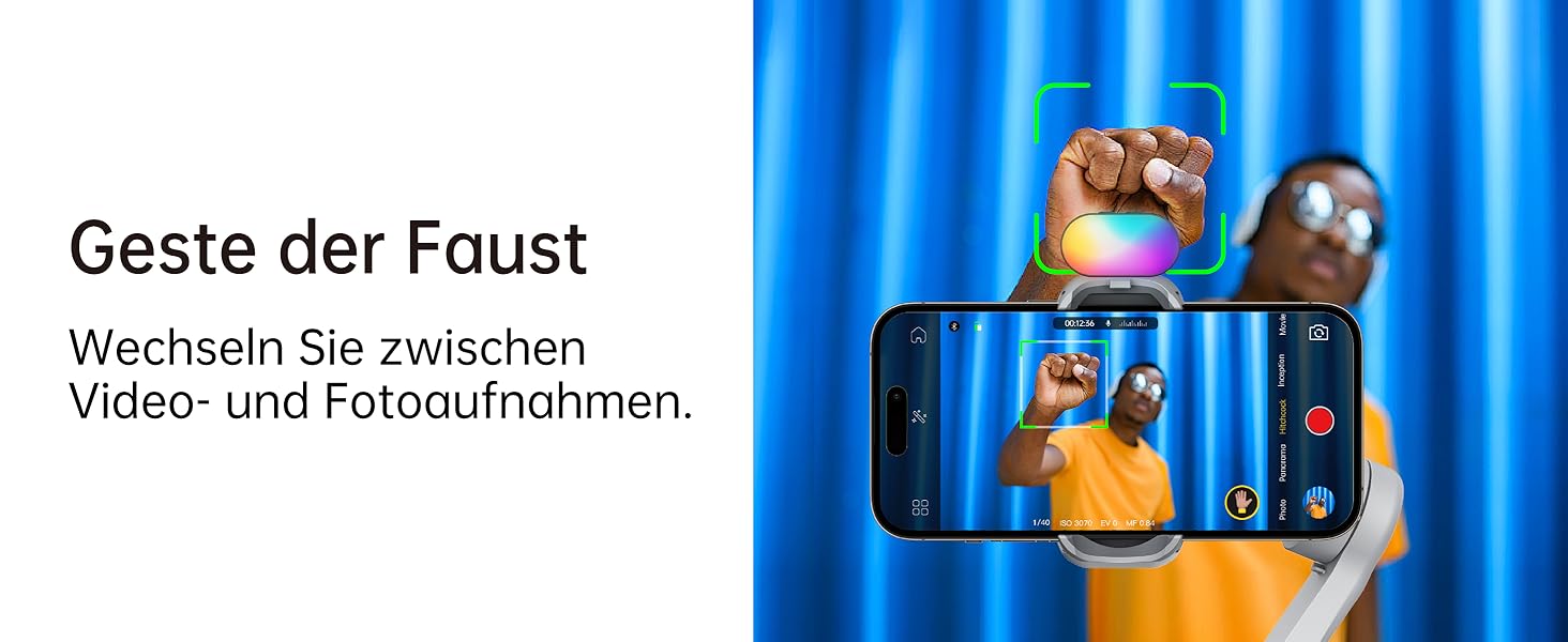 Стабілізатор для смартфона AOCHUAN 3-осьовий з RGB-підсвічуванням, для iPhone/Android, з функцією трекінгу обличчя, комплект Smart X Pro (Сірий)