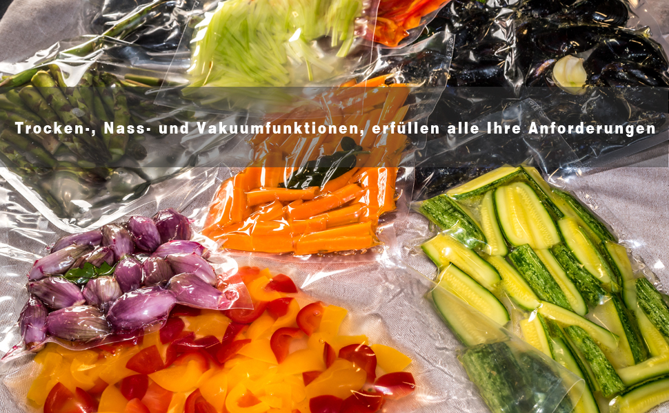 Вакуумний пакувальник ESoundvol 8-в-1 з контролем температури, вбудованим різаком та LED-дисплеєм для зберігання продуктів, 10 пакетів