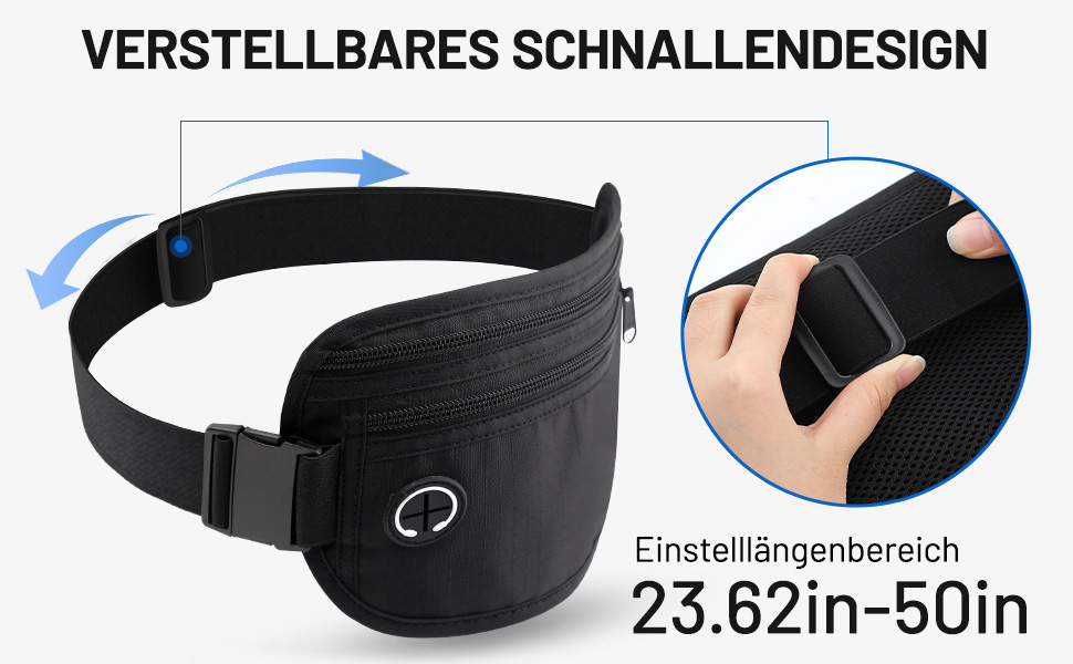 Водонепроникна поясна сумка з RFID захистом та антикрадійним замком для подорожей та спорту (Чорний)