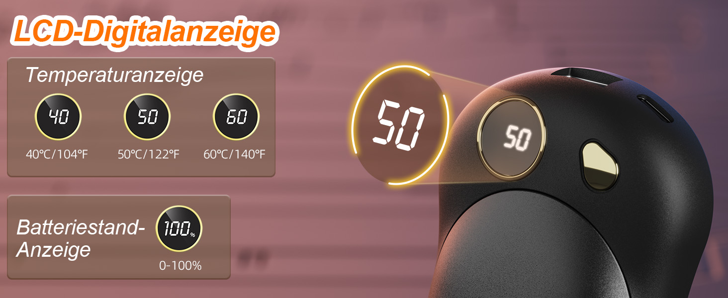 Електричні грілки для рук, 2 шт. 10000mAh з USB-C, цифровим дисплеєм, 3 режими нагріву, багаторазові для зими, подорожей та активного відпочинку