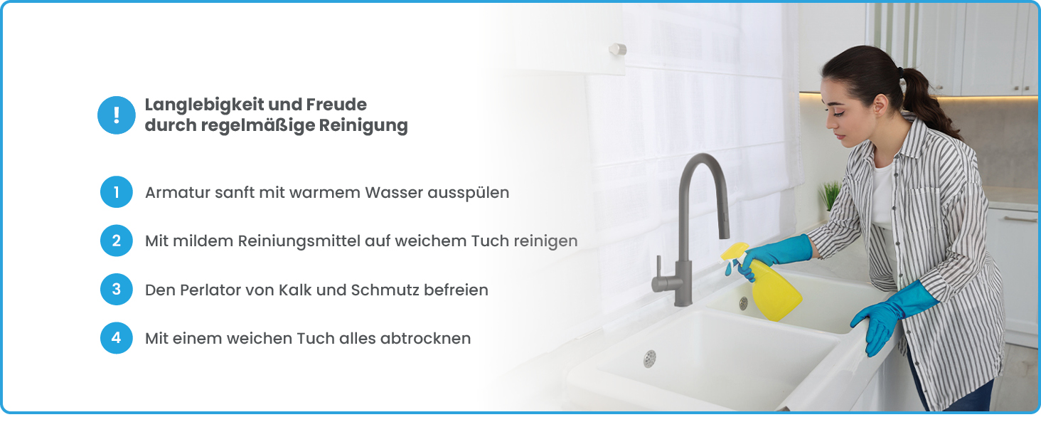 Кухонний змішувач Bächlein Plivo з нержавіючої сталі (щіткова обробка) – одноручний висувний кран для кухні з поворотним виливом 360° (матова чорна обробка)