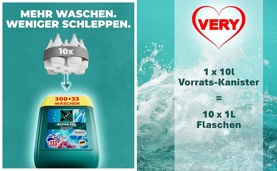 Універсальний рідкий засіб для прання VERY® Gel, 10 л, каністра