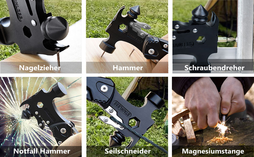 Мультитул 33 в 1 для чоловіків: молоток, плоскогубці, ніж, викрутка. Ідеальний для кемпінгу, надзвичайних ситуацій та виживання на природі