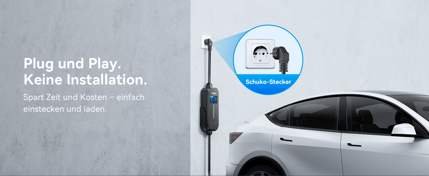 Raylix 2026 Neu 11kW Wallbox для електромобіля Typ 2 з кабелем 8-16A (3 фази), лічильником електроенергії, регулюванням струму та відтермінованим заряджанням + кабель CEE 16A - Typ 2 (5м)