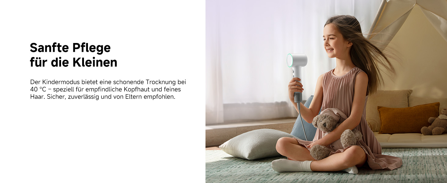 Фен для волосся DREAME Hair Dryer - Швидке сушіння, 110 000 обертів/хв, іонізація, регулювання температури та швидкості, насадка-дифузор, тиха робота, білий