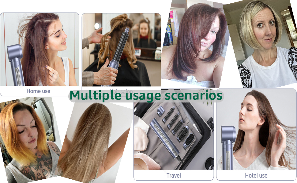 Набір для укладки волосся 6 в 1: фен-щітка, плойка, іонізація, холодний/теплий режим, 110000 обертів/хв, тиха срібна модель