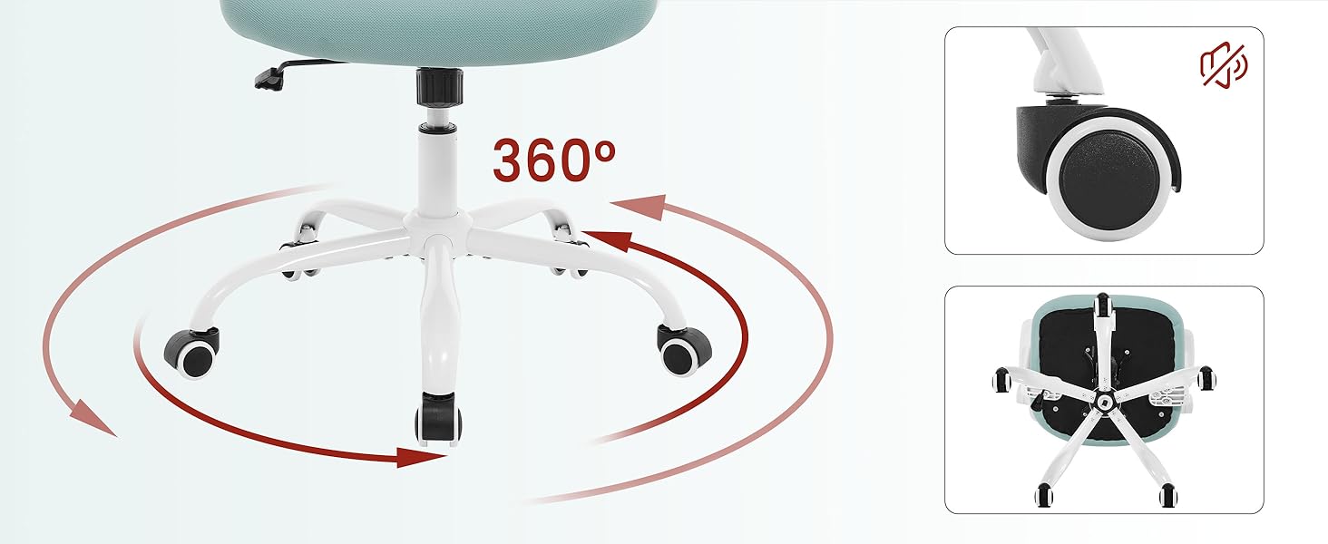 Крісло офісне WOLTU ергономічне з регульованою підголовником та підтримкою попереку, функцією гойдання, для офісу, витримує 150 кг (Блакитне)