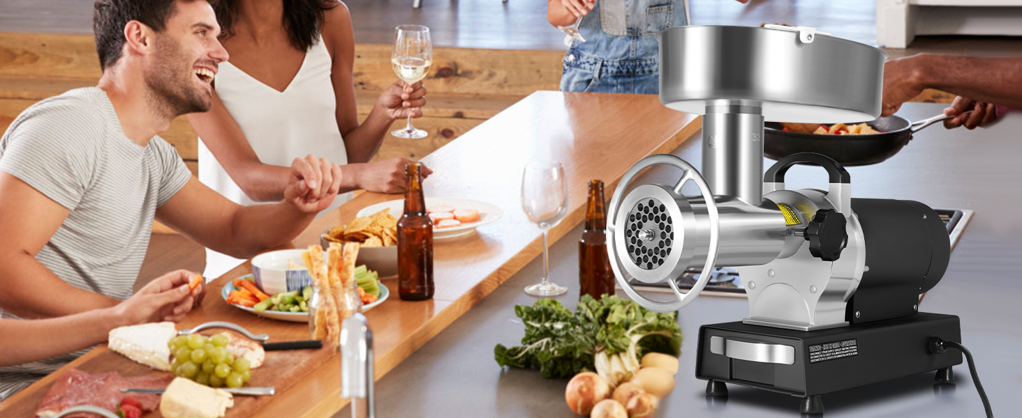 Електрична машина для фаршу та ковбас VEVOR 1100W, 450 кг/год, з нержавіючої сталі