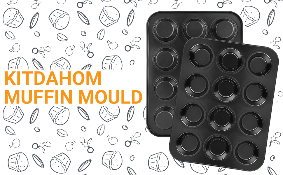 Форма для мафінів (2 шт.) - 24 лунки, антипригарне покриття, BPA-free, стандартний розмір 35 x 27 x 3 см, ідеально для капкейків, брауні та випічки