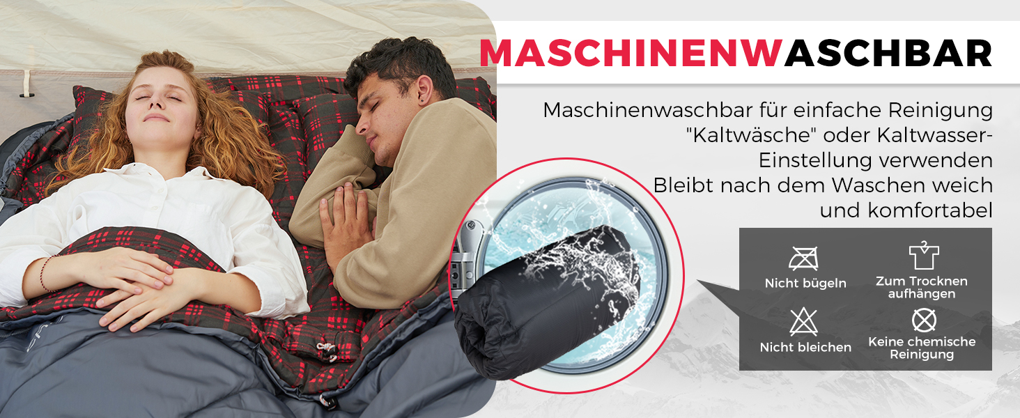 KingCamp 2-Person Sleeping Bag - Winter Warm Outdoor Sleeping Bag for Camping & Travel - 3-4 Season, Lightweight, with Flannel Pillows