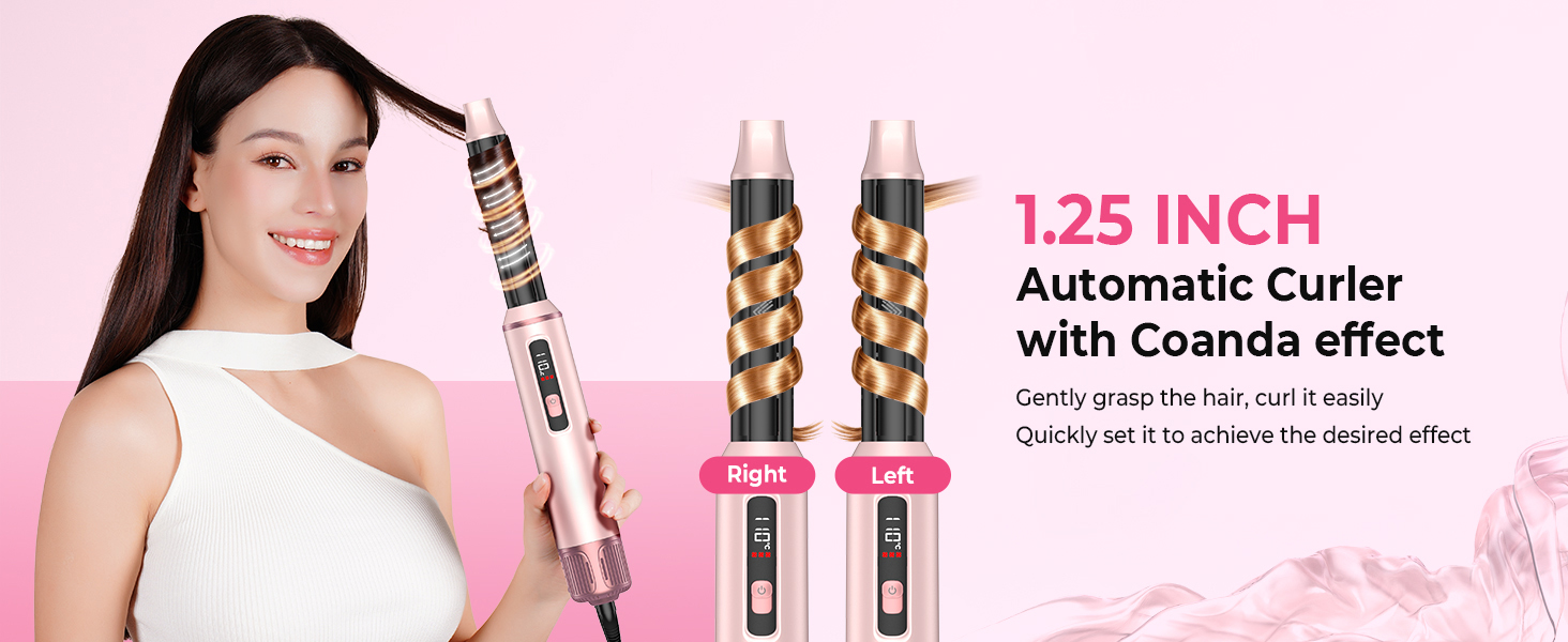 Мультистайлер для волосся 6 в 1 MogaWave Pro Air Styler 1000W: фен, автоматичний стайлер для завивки, вирівнювач та об'ємна щітка (Рожевий)