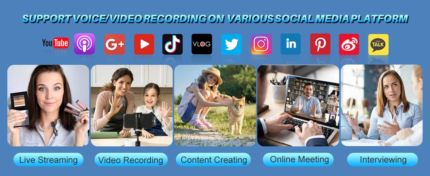 Бездротові кліп-мікрофони для iPhone/Android/комп'ютера/iPad - 2 шт. з шумозаглушенням для відеозйомки, Vlogging, TikTok, YouTube, Plug-and-Play