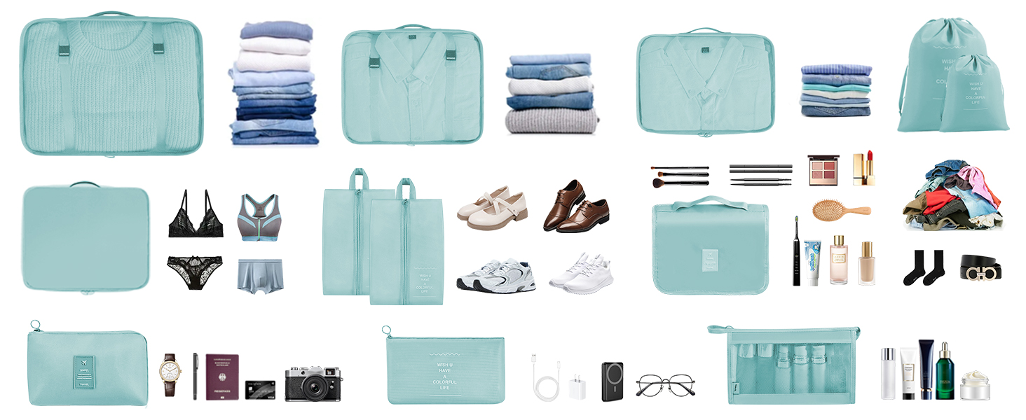 Органайзер для валізи Chijoo (12 шт, чорний) – Набір кубиків для пакування, аксесуари для подорожей