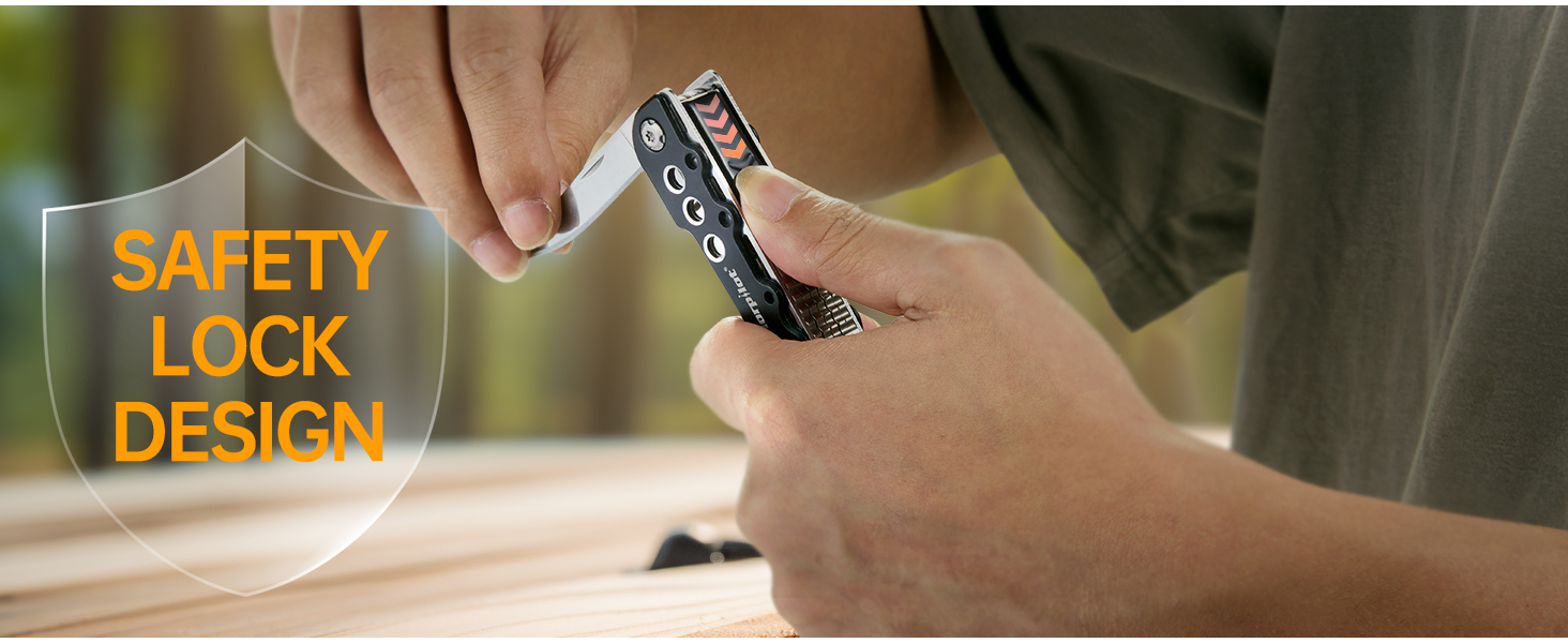 Morpilot Мультитул 25 в 1: багатофункціональний інструмент з нержавіючої сталі, 11 біт для шуруповерта, пліер, відкривачка для пляшок, карабін, з чохлом для кріплення до ременя