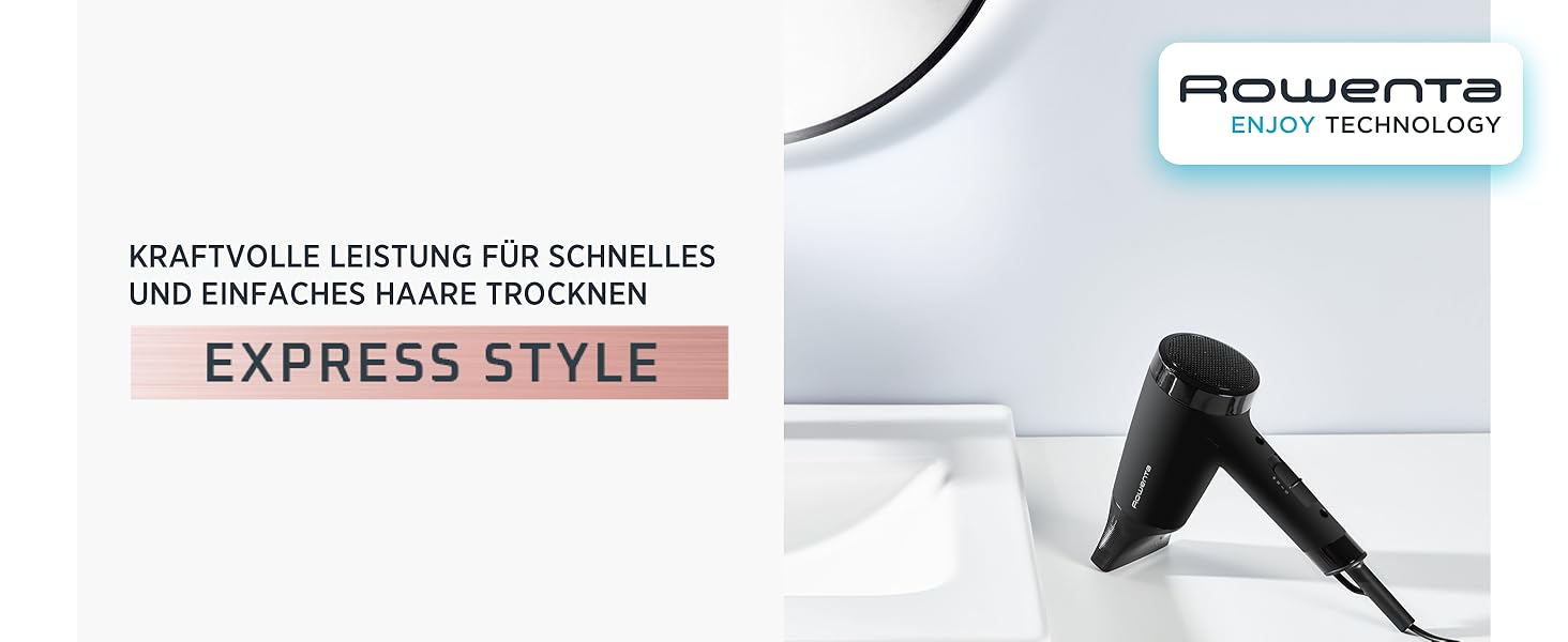 Фен Rowenta Express Style CV1811: 1900 Вт, іонізація, холодний струмінь, компактний дизайн