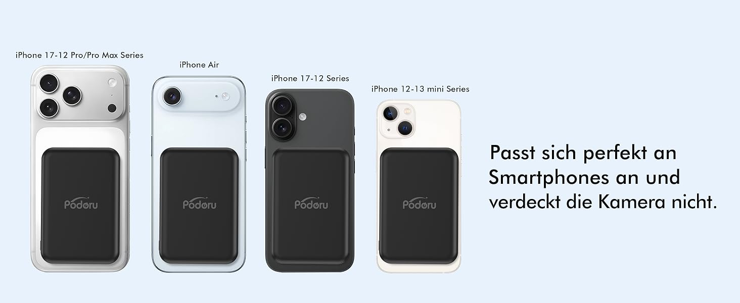 Power Bank MagSafe 5000mAh для iPhone: Швидка зарядка 20W, USB-C, Магнітне з'єднання, Сумісність з iPhone 17/16/15/14/13/12 - Чорний