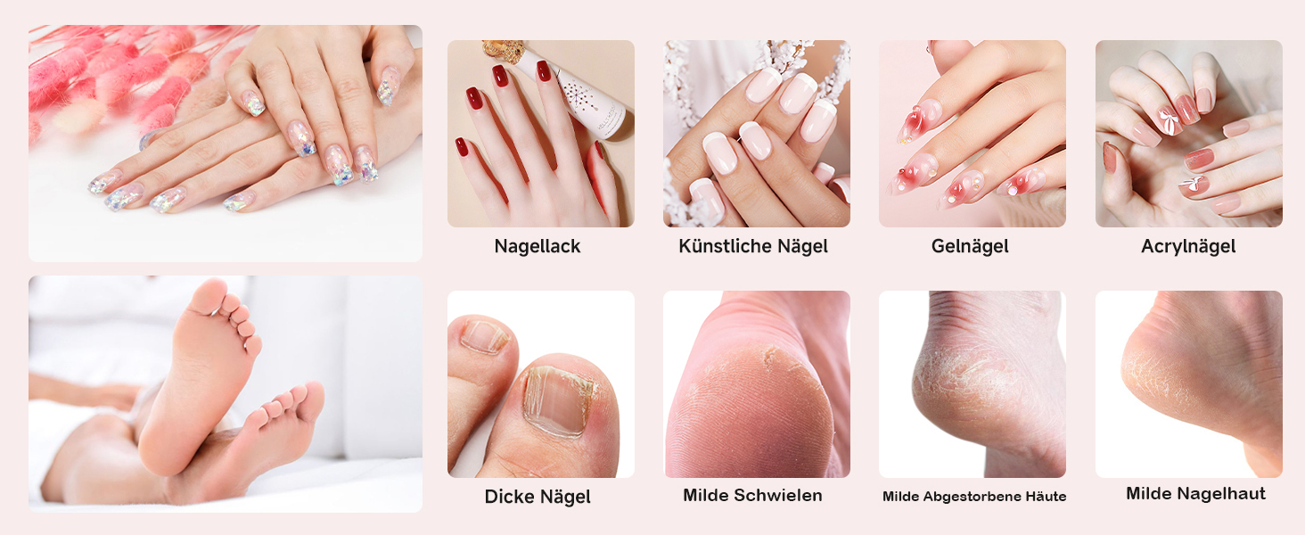 Електричний набір для манікюру та педикюру з LED-підсвічуванням: пилка для нігтів, 10 насадок